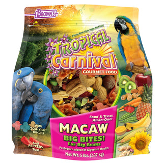 Brown's Tropical Carnival Macaw Big Bites Gourmet Bird Food, 5-lb Bag