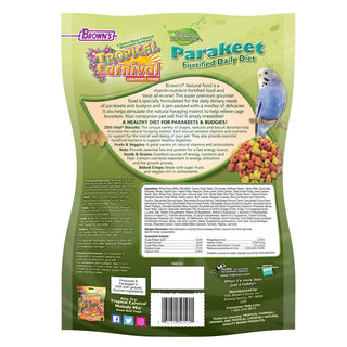 Brown's Tropical Carnival Natural Parakeet Fortified Bird Food, 2-lb Bag