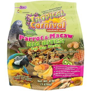 Brown's Tropical Carnival Natural Parrot and Macaw Bird Food, 4-lb Bag