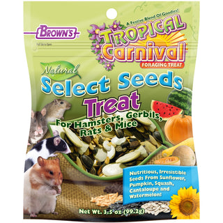 Brown's Tropical Carnival Natural Select Seeds Treats for Hamsters, Gerbils, Mice & Rats, 3.5-oz Bag 