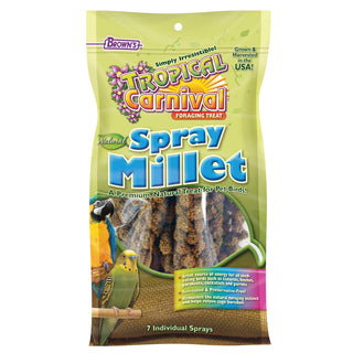 Brown's Tropical Carnival Natural Spray Millet Pet Bird Treats, 7 Individual Sprays