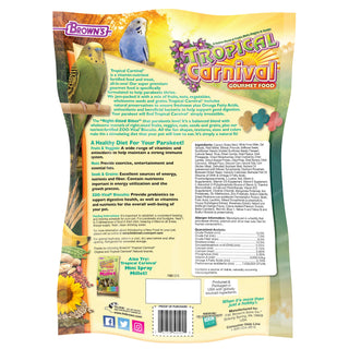 Brown's Tropical Carnival Gourmet Parakeet Bird Food, 2-lb Bag