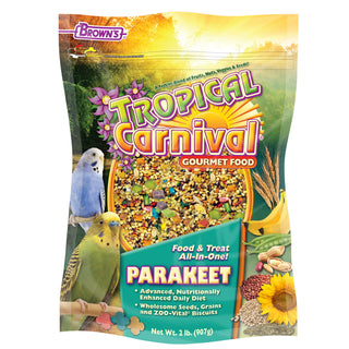 Brown's Tropical Carnival Gourmet Parakeet Bird Food, 2-lb Bag