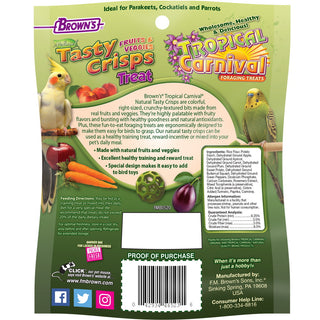 Brown's Tropical Carnival Tasty Crisps Bird Treats, 0.8-oz bag