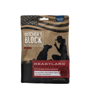 Butcher's Block Pet Treats Heartland Premium Roasted Protein Tips Beef Lung Dog Treats, 5-oz Bag