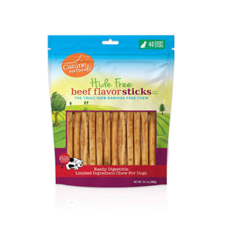 Canine Naturals Hide Free Beef Recipe Sticks Dog Chew Treats, 40-Count Bag