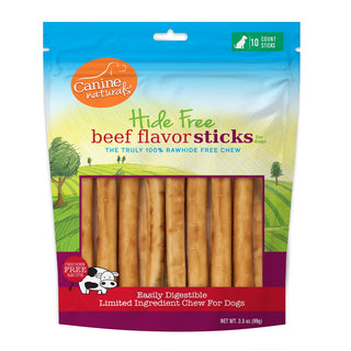 Canine Naturals Hide Free Beef Recipe Sticks Dog Chew Treats, 10-Count Bag