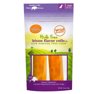 Canine Naturals Hide Free Bison Recipe Rolls Dog Treats, Large, 2-Count Bag