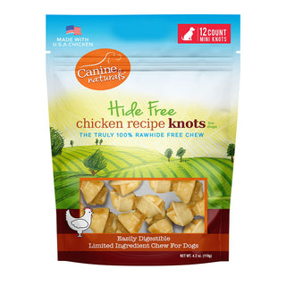 Canine Naturals Hide Free Chicken Recipe Mini Knots Dog Chew Treats, 12-Count Bag