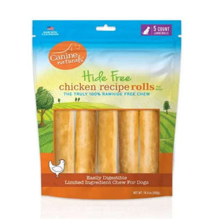 Canine Naturals Hide Free Chicken Recipe Rolls Dog Treat, Large, 5-Count Bag