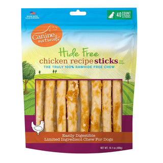 Canine Naturals Hide Free Chicken Recipe Sticks Dog Treats, 40-Count Bag