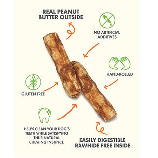 Canine Naturals Hide Free Peanut Butter Large Rolls Dog Chew Treats, 2-Count Bag