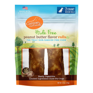 Canine Naturals Hide Free Peanut Butter Recipe Medium Rolls Dog Chew Treats, 2-Count Bag