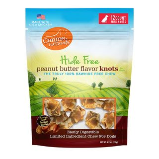 Canine Naturals Hide Free Peanut Butter Recipe Mini Knots Dog Chew Treats, 12-Count Bag