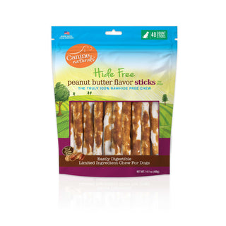 Canine Naturals Hide Free Peanut Butter Sticks Dog Chew Treats, 40-Count Bag