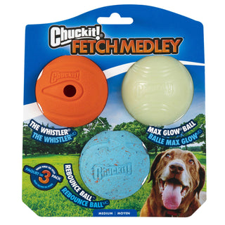 Chuckit! Fetch Ball Medley Triple Pack Dog Toy, Medium