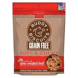 Cloud Star Grain-Free Soft & Chewy Buddy Biscuits Slow Roasted Beef Flavor Dog Treats