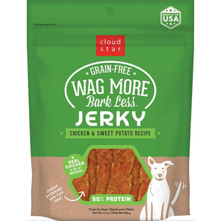 Cloud Star Wag More Bark Less Chicken & Sweet Potato Recipe Grain-Free Jerky Dog Treats, 10-oz bag