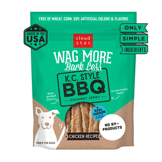 Cloud Star Wag More Bark Less K.C. Style BBQ Chicken Recipe Grain-Free Jerky Dog Treats, 10-oz bag