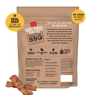 Cloud Star Wag More Bark Less Texas Style BBQ Beef Recipe Grain-Free Jerky Dog Treats, 10-oz bag