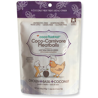 Cocotherapy Coco-Carnivore Meatballs Chicken, Basil & Coconut Recipe Freeze-Dried Dog Treats