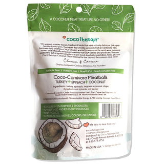 Cocotherapy Coco-Carnivore Meatballs Turkey, Spinach & Coconut Recipe Freeze-Dried Dog Treats