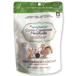 Cocotherapy Coco-Carnivore Meatballs Turkey, Spinach & Coconut Recipe Freeze-Dried Dog Treats