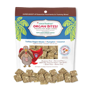 Cocotherapy Organ Bites! Turkey Organs with Pumpkin & Coconut Freeze-Dried Dog Treats, 3-oz