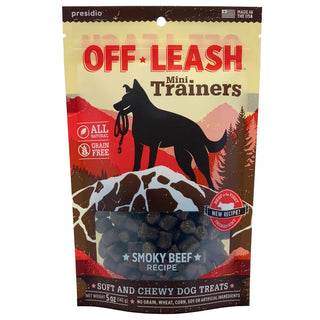 Presidio Off-Leash Mini Trainers Smoky Beef Recipe Dog Treats, 5-oz Bag