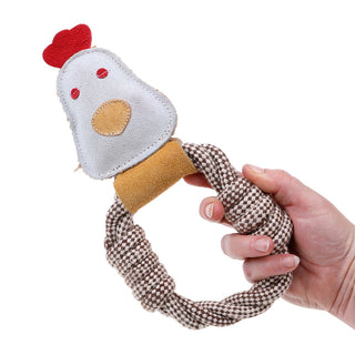 Country Tails Calico Chicken Rope Ring Natural Dog Toy