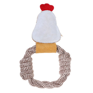 Country Tails Calico Chicken Rope Ring Natural Dog Toy