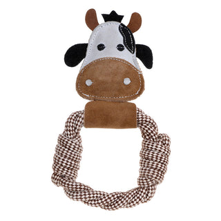 Country Tails Daisy Cow Rope Ring Natural Dog Toy