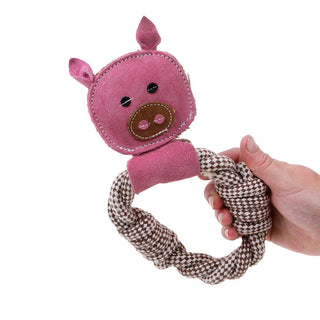 Country Tails Peggy Pig Rope Ring Natural Dog Toy