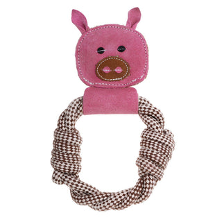 Country Tails Peggy Pig Rope Ring Natural Dog Toy