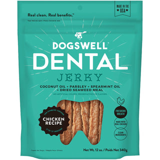 Dogswell Dental Chicken Recipe Jerky Dog Treats, 12-oz Bag