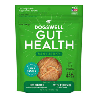 Dogswell Gut Health Mini Jerky Lamb Recipe Treats for Small Dogs, 4-oz Bag