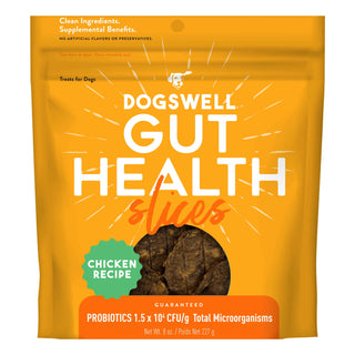 Dogswell Gut Health Slices Chicken Recipe Dog Treats, 8-oz Bag