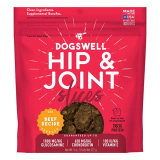 Dogswell Hip & Joint Slices Beef Recipe Dog Treats, 8-oz Bag