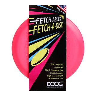 DOOG Fetch-Ables FETCH A DISK Frisbee USA Dog Toy, Pink