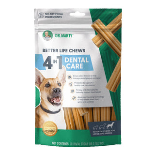 Dr. Marty Better Life Chews 4-in-1 Dental Care Chew Sticks for Dogs, Large