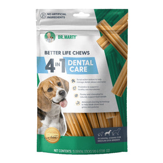 Dr. Marty Better Life Chews 4-in-1 Dental Care Chew Sticks for Dogs, Medium