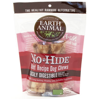 Earth Animal No Hide Beef Chews Dog Treats, 4", 2 Pack