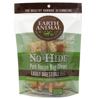 Earth Animal No-Hide Pork Chews Dog Treats, 4", 2 Pack 