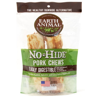 Earth Animal No-Hide Pork Chews Dog Treats, 7", 2 Pack