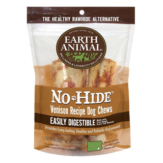 Earth Animal No-Hide Venison Chews Dog Treats, 4", 2 Pack