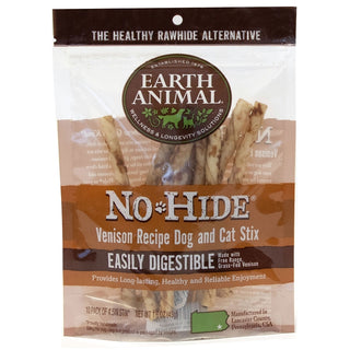 Earth Animal No-Hide Venison Recipe Stix Dog Treats, 10 Pack