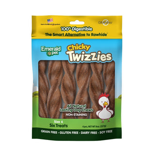 Emerald Pet Chicky Twizzies No-Rawhide Dog Chews 6", 6 Pieces