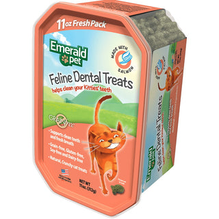 Emerald Pet Feline Dental Treats with Salmon Cat Treats, 11-oz