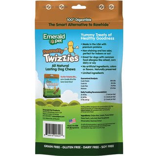 Emerald Pet Peanutty Twizzies No-Rawhide Dog Chews 9, 6 Pieces