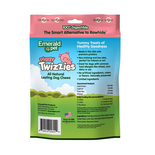 Emerald Pet Piggy Twizzies No-Rawhide Dog Chews 6, 6 Pieces